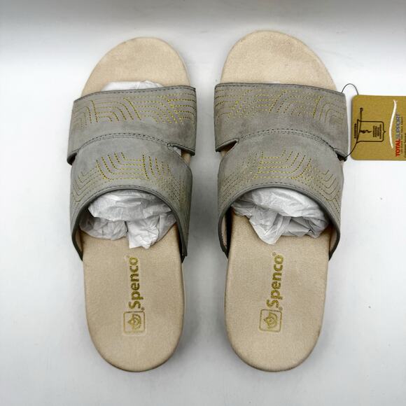 Spenco Womens Twilight Ellie Slide Sandals US 8.5 D EU 39 Grey Leather NIB - Picture 10 of 12